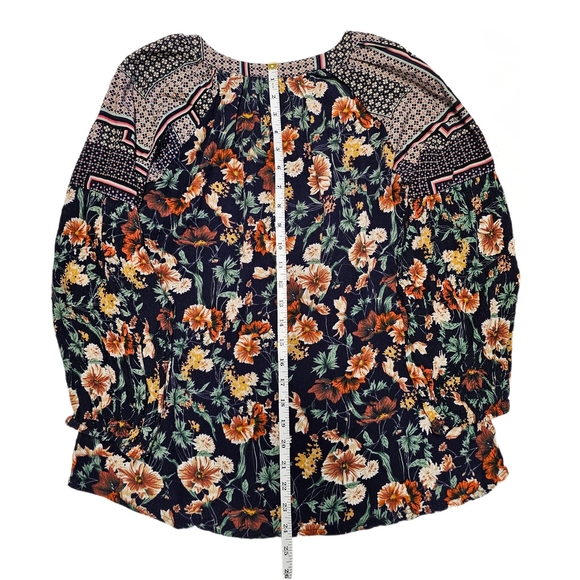 Jodifl Boho Oversized Bubble Sleeved Blue Floral Blouse Top Size S V-Neck Long - Picture 15 of 16